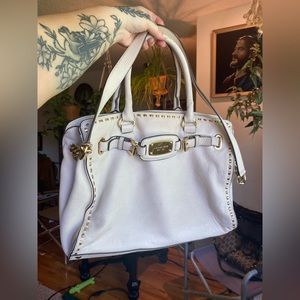 Michael Kors Womens Purse Handbag Large Crossbody Hamilton Leather White Logo